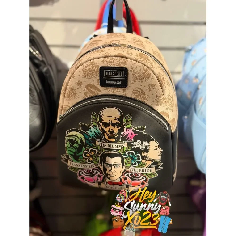 Loungefly Universal Monsters Character Tattoo Floral Mini Backpack